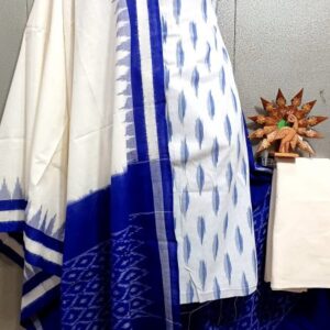 Double Ikkat Pochampally Handloom Cotton Ethnic Dress Material - VHD0103