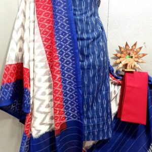 Double Ikkat Pochampally Handloom Cotton Ethnic Dress Material - VHD0104
