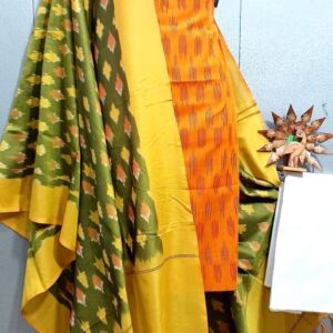 Double Ikkat Pochampally Handloom Cotton Ethnic Dress Material - VHD0105