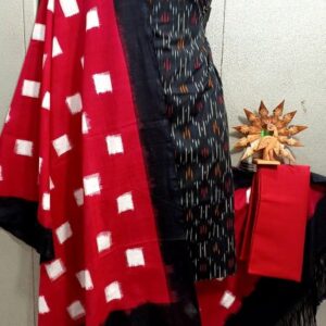 Double Ikkat Pochampally Handloom Cotton Ethnic Dress Material - VHD0107