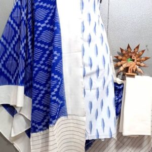 Double Ikkat Pochampally Handloom Cotton Ethnic Dress Material - VHD0108