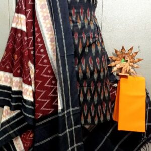 Double Ikkat Pochampally Handloom Cotton Ethnic Dress Material - VHD0109