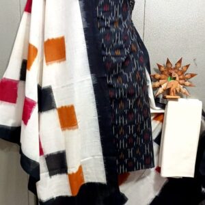 Double Ikkat Pochampally Handloom Cotton Ethnic Dress Material - VHD0110