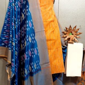 Double Ikkat Pochampally Handloom Cotton Ethnic Dress Material - VHD0111