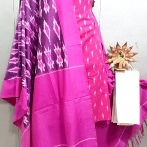 Double Ikkat Pochampally Handloom Cotton Ethnic Dress Material - VHD0113