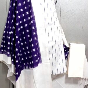 Double Ikkat Pochampally Handloom Cotton Ethnic Dress Material - VHD0115