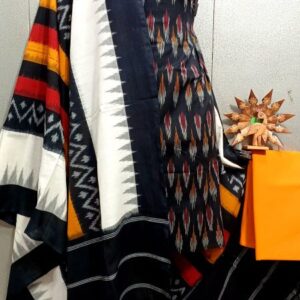 Double Ikkat Pochampally Handloom Cotton Ethnic Dress Material - VHD0116