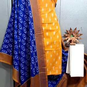 Double Ikkat Pochampally Handloom Cotton Ethnic Dress Material - VHD0117