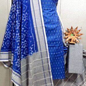 Double Ikkat Pochampally Handloom Cotton Ethnic Dress Material - VHD0119