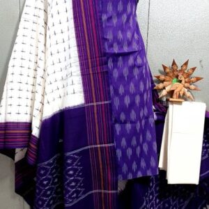 Double Ikkat Pochampally Handloom Cotton Ethnic Dress Material - VHD012