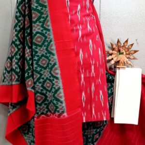 Double Ikkat Pochampally Handloom Cotton Ethnic Dress Material - VHD0120