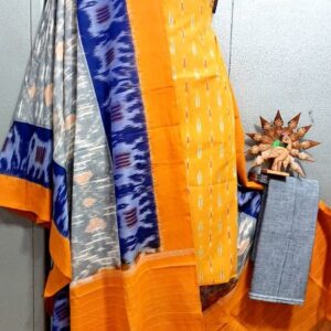 Double Ikkat Pochampally Handloom Cotton Ethnic Dress Material - VHD0121