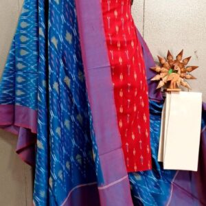 Double Ikkat Pochampally Handloom Cotton Ethnic Dress Material - VHD0122