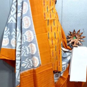 Double Ikkat Pochampally Handloom Cotton Ethnic Dress Material - VHD0123