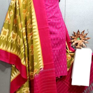 Double Ikkat Pochampally Handloom Cotton Ethnic Dress Material - VHD0125