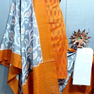 Double Ikkat Pochampally Handloom Cotton Ethnic Dress Material - VHD0126