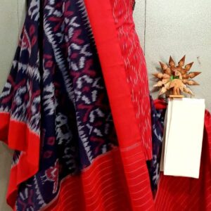 Double Ikkat Pochampally Handloom Cotton Ethnic Dress Material - VHD0128