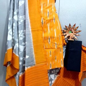 Double Ikkat Pochampally Handloom Cotton Ethnic Dress Material - VHD013