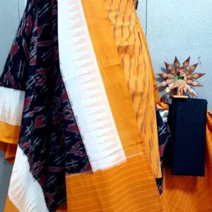 Double Ikkat Pochampally Handloom Cotton Ethnic Dress Material - VHD0130