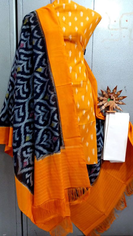 Double Ikkat Pochampally Handloom Cotton Ethnic Dress Material - VHD0131