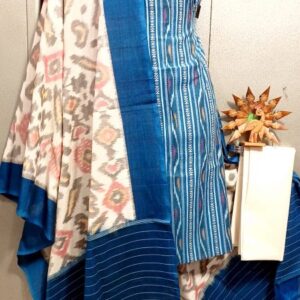 Double Ikkat Pochampally Handloom Cotton Ethnic Dress Material - VHD014