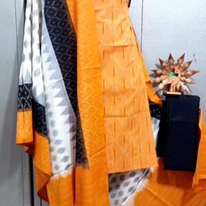 Double Ikkat Pochampally Handloom Cotton Ethnic Dress Material - VHD015