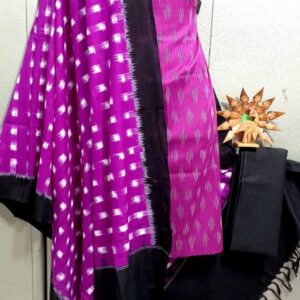 Double Ikkat Pochampally Handloom Cotton Ethnic Dress Material - VHD016