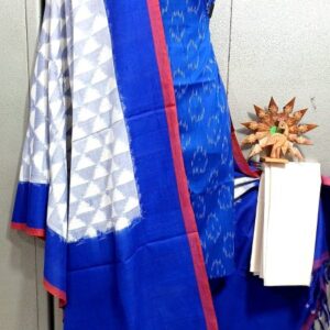 Double Ikkat Pochampally Handloom Cotton Ethnic Dress Material - VHD017