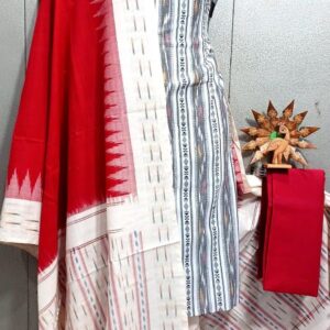 Double Ikkat Pochampally Handloom Cotton Ethnic Dress Material - VHD018
