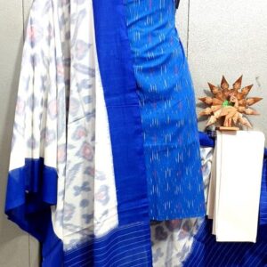 Double Ikkat Pochampally Handloom Cotton Ethnic Dress Material - VHD020