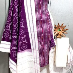 Double Ikkat Pochampally Handloom Cotton Ethnic Dress Material - VHD0021