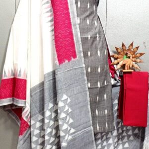 Double Ikkat Pochampally Handloom Cotton Ethnic Dress Material - VHD0022