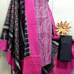 Double Ikkat Pochampally Handloom Cotton Ethnic Dress Material - VHD0024