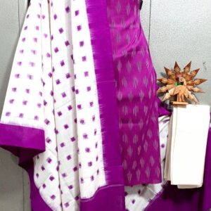 Double Ikkat Pochampally Handloom Cotton Ethnic Dress Material - VHD0025