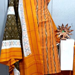 Double Ikkat Pochampally Handloom Cotton Ethnic Dress Material - VHD0026