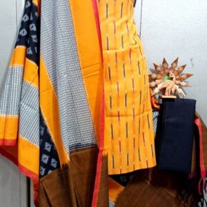 Double Ikkat Pochampally Handloom Cotton Ethnic Dress Material - VHD0027