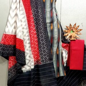 Double Ikkat Pochampally Handloom Cotton Ethnic Dress Material - VHD0029