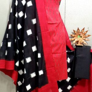 Double Ikkat Pochampally Handloom Cotton Ethnic Dress Material - VHD0030