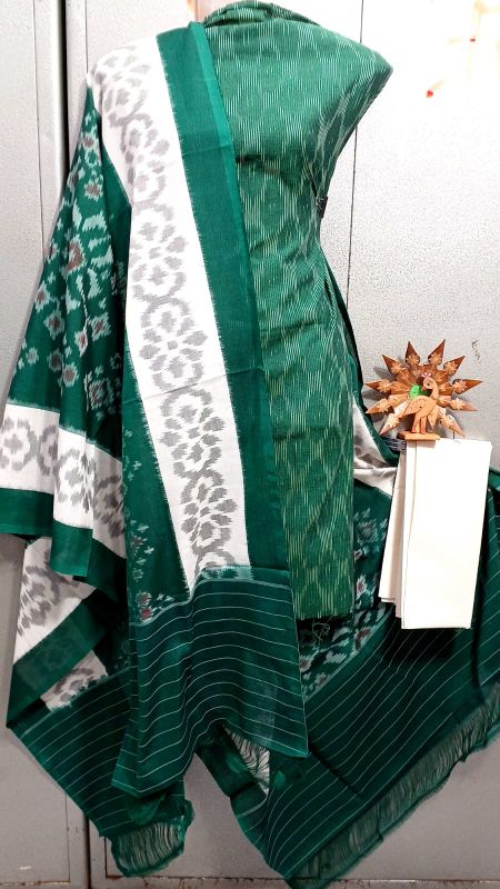 Double Ikkat Pochampally Handloom Cotton Ethnic Dress Material - VHD0031
