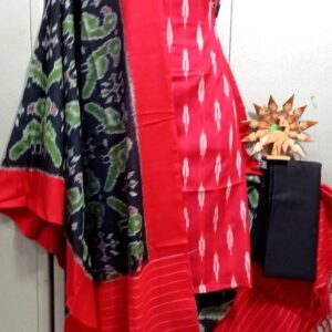 Double Ikkat Pochampally Handloom Cotton Ethnic Dress Material - VHD0032