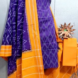 Double Ikkat Pochampally Handloom Cotton Ethnic Dress Material - VHD0033