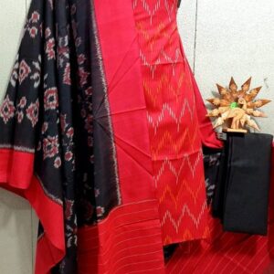 Double Ikkat Pochampally Handloom Cotton Ethnic Dress Material - VHD0035