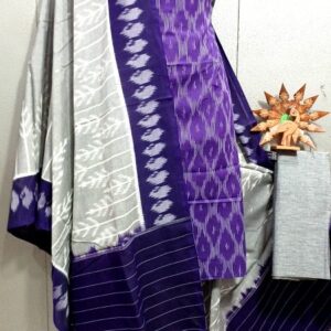 Double Ikkat Pochampally Handloom Cotton Ethnic Dress Material - VHD0036