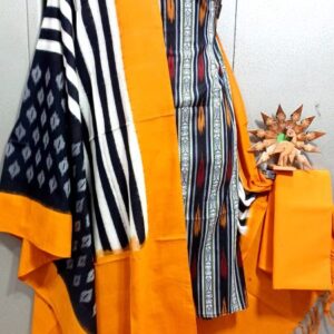 Double Ikkat Pochampally Handloom Cotton Ethnic Dress Material - VHD0037