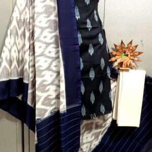 Double Ikkat Pochampally Handloom Cotton Ethnic Dress Material - VHD0038