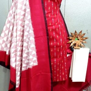 Double Ikkat Pochampally Handloom Cotton Ethnic Dress Material - VHD0039