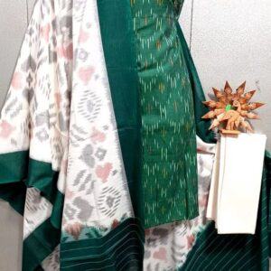 Double Ikkat Pochampally Handloom Cotton Ethnic Dress Material - VHD0040