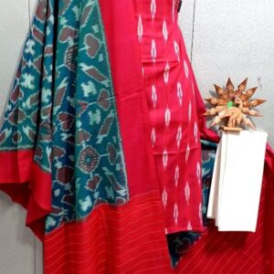 Double Ikkat Pochampally Handloom Cotton Ethnic Dress Material - VHD0041