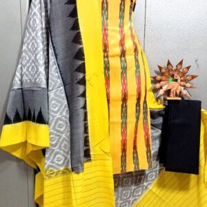 Double Ikkat Pochampally Handloom Cotton Ethnic Dress Material - VHD0048