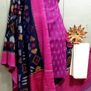 Double Ikkat Pochampally Handloom Cotton Ethnic Dress Material - VHD0049